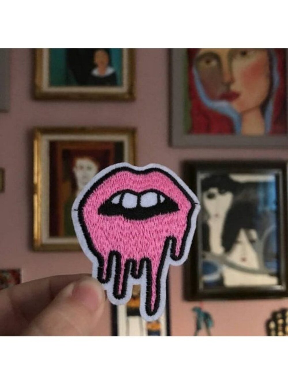 Costume Baldor Patch Lips Dripping Drooling Mouth Embroidered